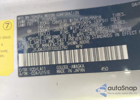 2007 Lexus Rx 350 from USA, damaged, VIN JTJGK31U970003790